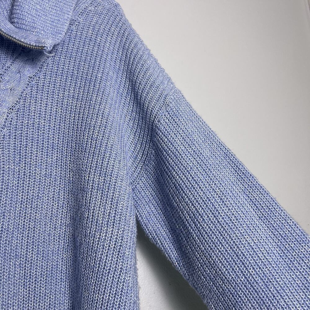 Talbots Womens 1/4 Zip Up Pullover Sweater Plus Sz 2X Blue Cable knit Office - Picture 4 of 12